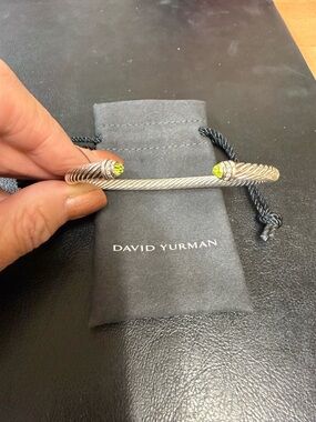 David Yurman Cable Classics Sterling Silver Bracelet with Peridot and Diamonds